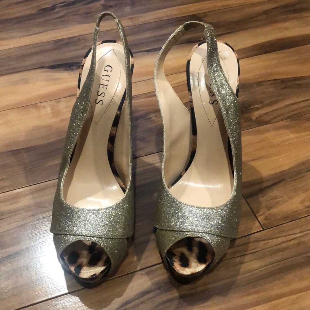 Guess Gold Sparkle Cheetah Pumps